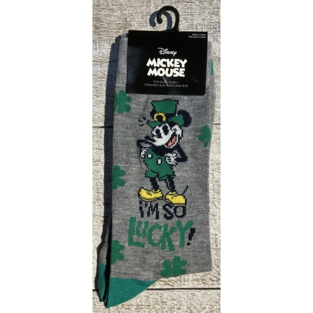 Mickey Mouse St Patricks Day Crew Socks Size 6-12 #D109